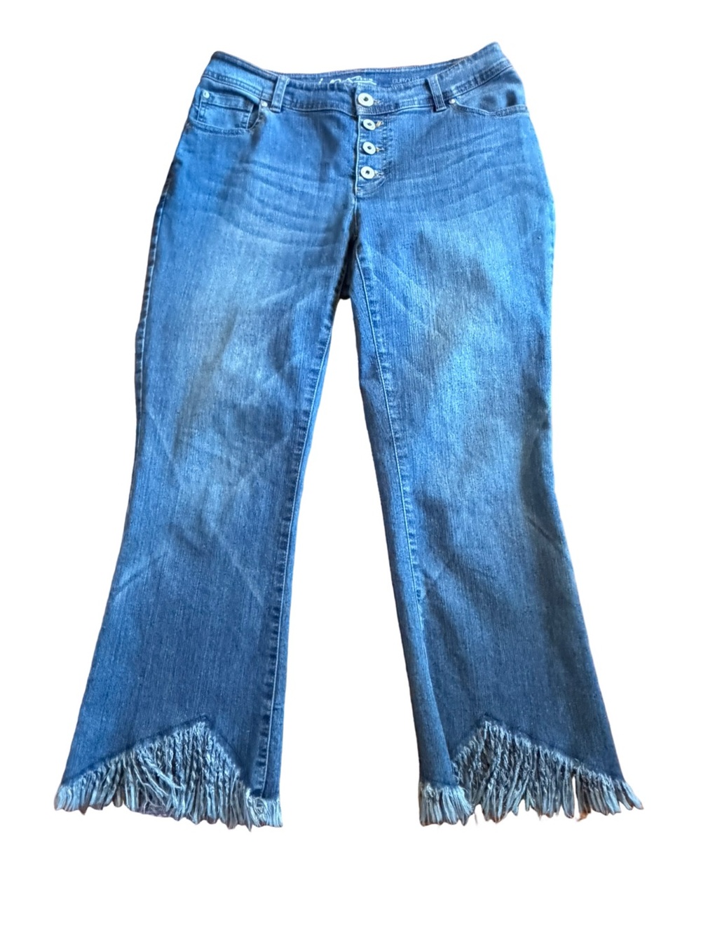 INC (Macy’s) Curvy Fit Fringe Hem Crop Flare Festival Jeans 4 - 30” Waist